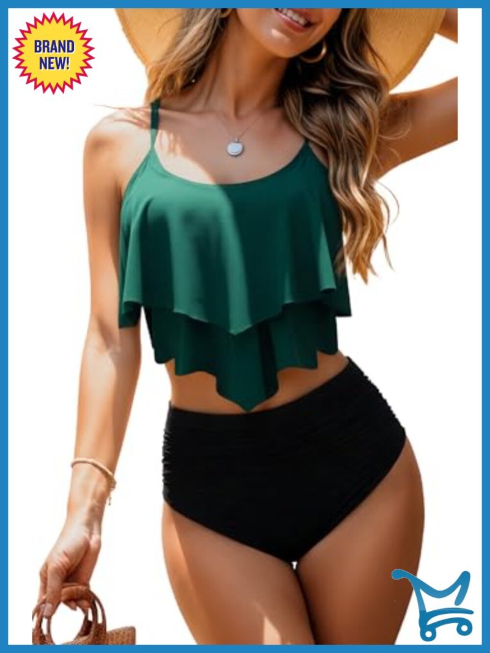 Womens Tankini Swimsuits Ruffled Floral Tummy Control High Waisted Bikini